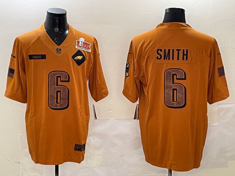 Men Philadelphia Eagles #6 Smith Yellow Nike 2025 Salute to Service Limited NFL Jersey style 2